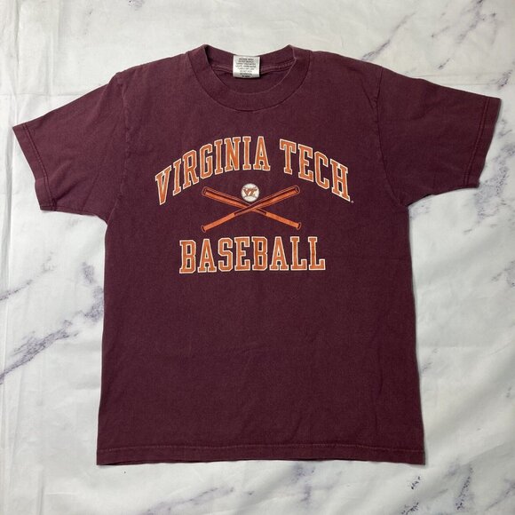 Virginia Tech Baseball T Shirt Boys Size 14/16 Short Sleeve Red VT N29 - Picture 1 of 4